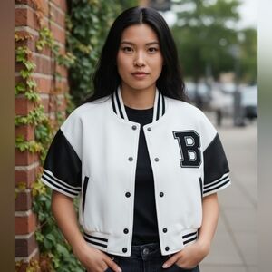 Ara Black and White Varsity Jacket